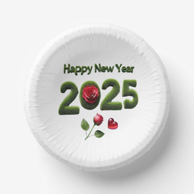 Happy New Year 2025 Paper Plate (Front)