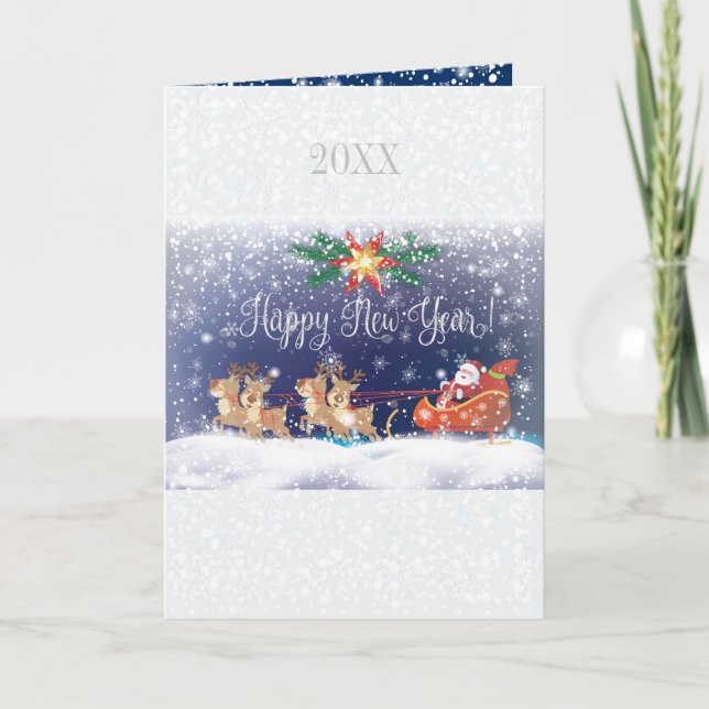 Happy New Year 2025 & Santa Christmas Characters Holiday Card (Front)