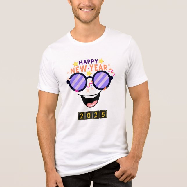 "Happy New Year 2025 T-Shirt Logo - Fun & Festive  Tri-Blend Shirt (Front)