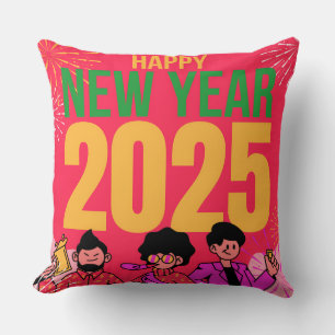 Happy New Year 2025 Throw Pillow** Cushion