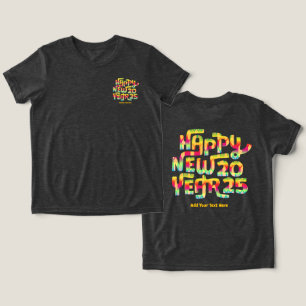 Happy New Year 2025 Trendy Colourful Personalised Tri-Blend Shirt