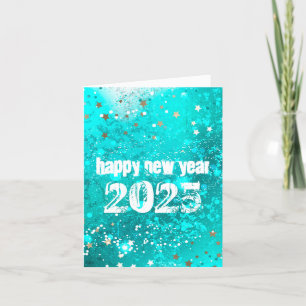 Happy New year 2025 turquoise invitation