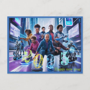 happy new year 2025  typography gift postcard