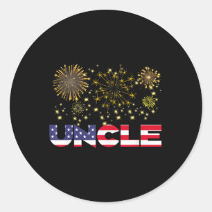 Happy New Year 2025 Uncle American Flag Family Fir Classic Round Sticker