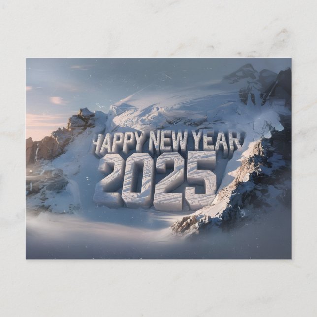 Happy New Year 2025 with Colourful text Holiday Postcard (Front)