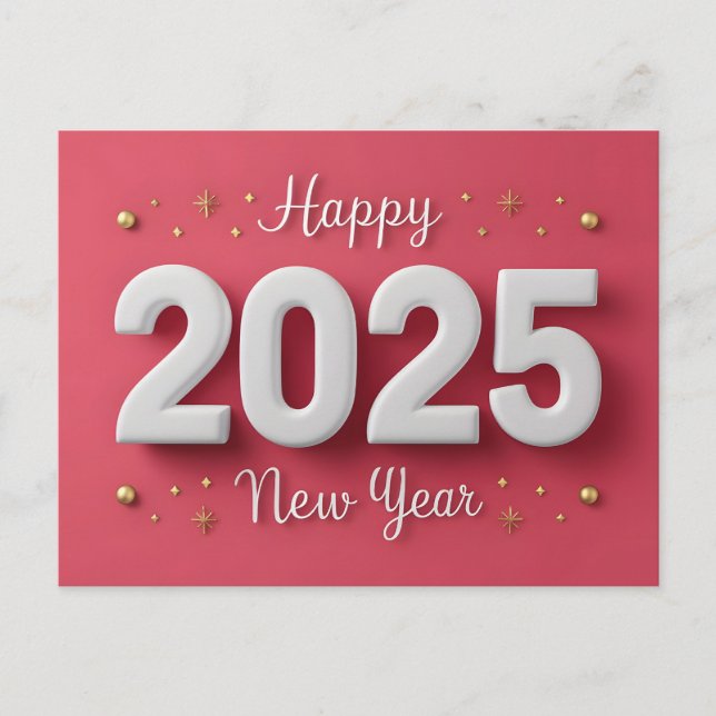 Happy New Year 2025 with Colourful text Holiday Postcard (Front)