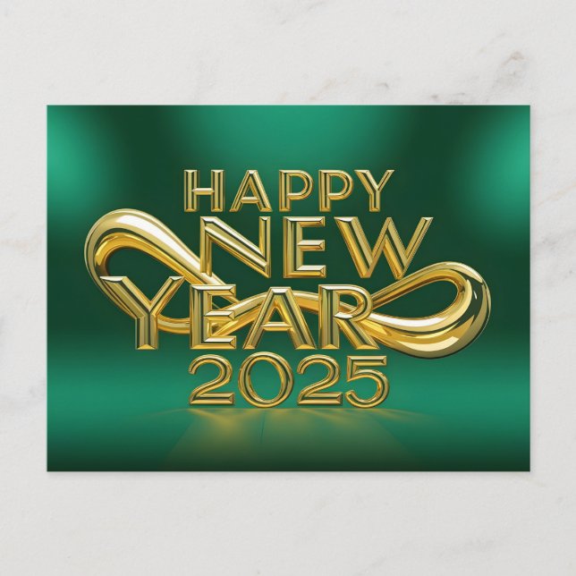 Happy New Year 2025 with Colourful text Holiday Postcard (Front)
