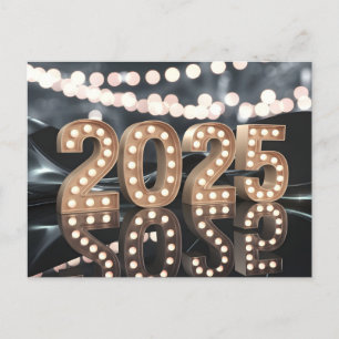 Happy New Year 2025 with Festive Lights Holiday Postcard