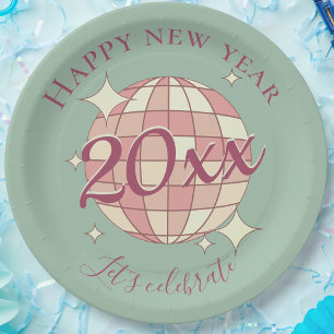 Happy new year 2025 year's eve dinner party decor paper plate