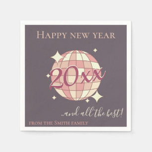 Happy new year 2025 year's eve pink party decor napkin