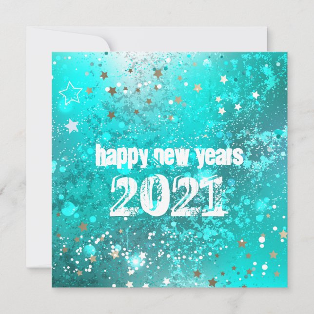 Happy new year 2025turquoise holiday card (Front)