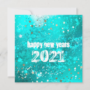 Happy new year 2025turquoise holiday card
