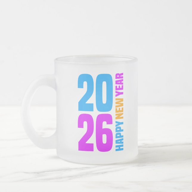 Happy New Year 2026-34568 Frosted Glass Coffee Mug (Left)