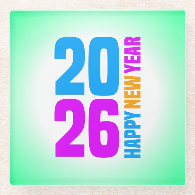 Happy New Year 2026-34568 Glass Coaster (Front)