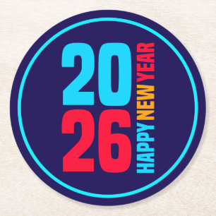 Happy New Year 2026-34568 Round Paper Coaster