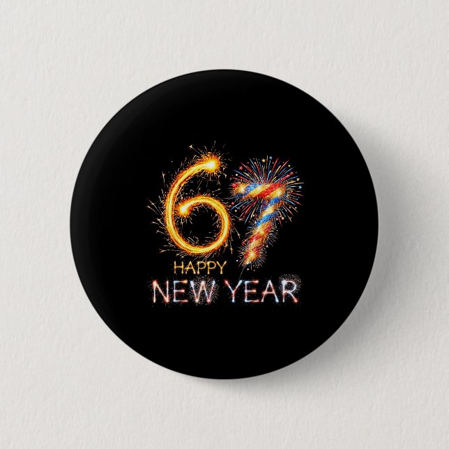 Happy New Year 2026 67th Bday Fireworks Number 67  6 Cm Round Badge (Front)