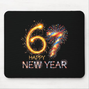 Happy New Year 2026 67th Bday Fireworks Number 67 Mouse Mat