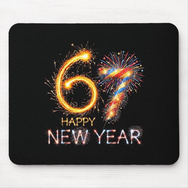 Happy New Year 2026 67th Bday Fireworks Number 67  Mouse Mat (Front)