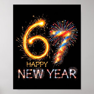 Happy New Year 2026 67th Bday Fireworks Number 67 Poster