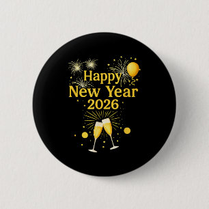 Happy New Year 2026  6 Cm Round Badge