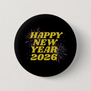Happy New Year 2026 6 Cm Round Badge