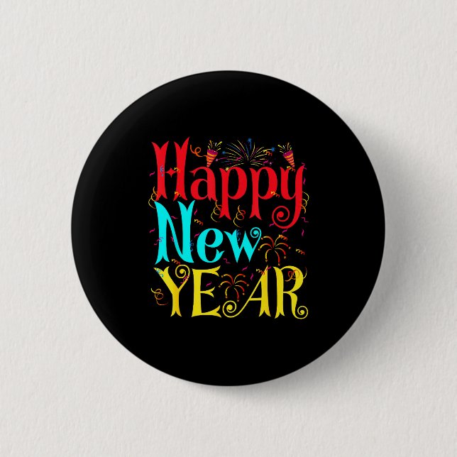 Happy New Year 2026 And Merry Christmas New Year E 6 Cm Round Badge (Front)