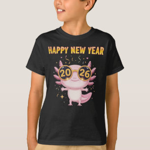 Happy New Year 2026 Axolotl  Cute Party T-Shirt
