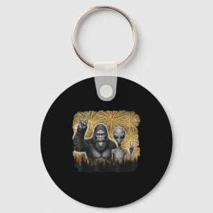 Happy New Year 2026 Bigfoot Alien Lovers New Years Key Ring