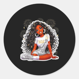 Happy New Year 2026 Black Girl Magic Melanin  Classic Round Sticker