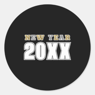 Happy New Year 2026 Black Silver Gold Glitter Classic Round Sticker