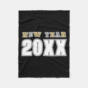 Happy New Year 2026 Black Silver Gold Glitter Fleece Blanket