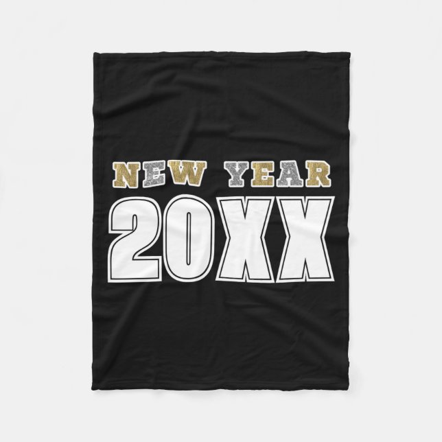 Happy New Year 2026 Black Silver Gold Glitter  Fleece Blanket (Front)