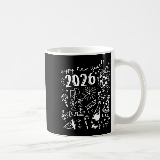 Happy New Year 2026 Bow Funny  Coffee Mug (Right)