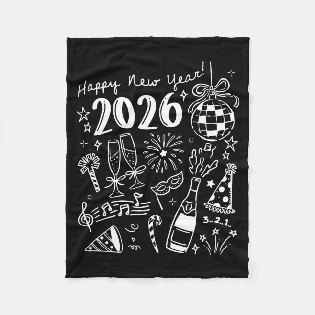 Happy New Year 2026 Bow Funny  Fleece Blanket (Front)