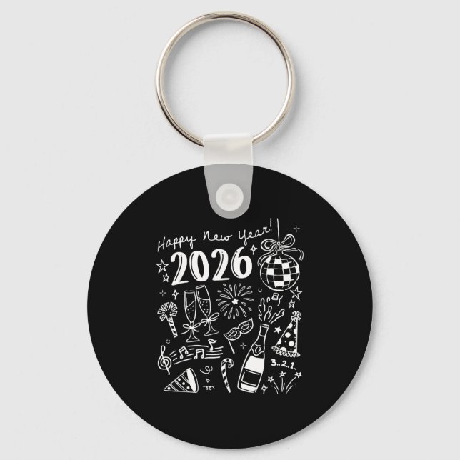 Happy New Year 2026 Bow Funny  Key Ring (Front)