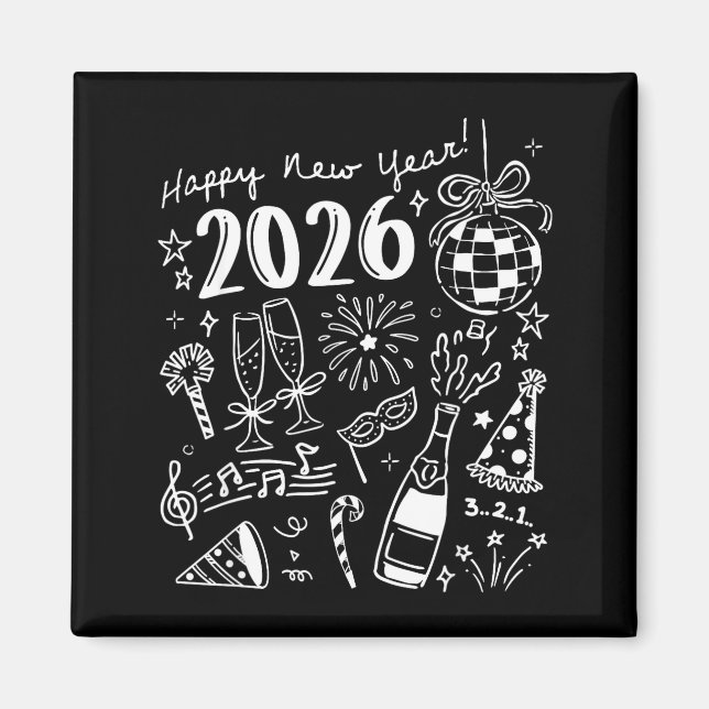 Happy New Year 2026 Bow Funny  Magnet (Front)