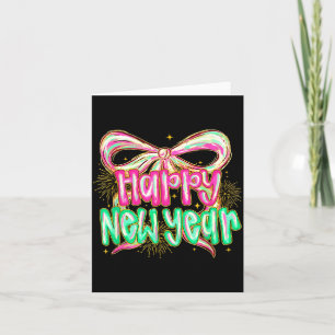 Happy New Year 2026 Brushstroke Coquette Firework  Card