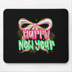 Happy New Year 2026 Brushstroke Coquette Firework Mouse Mat