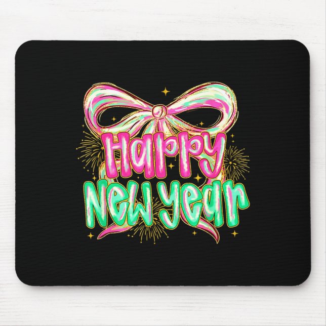 Happy New Year 2026 Brushstroke Coquette Firework  Mouse Mat (Front)