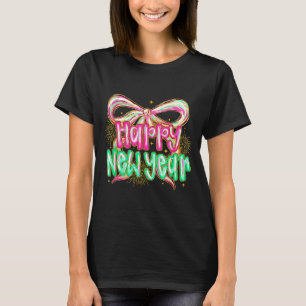 Happy New Year 2026 Brushstroke Coquette Firework T-Shirt