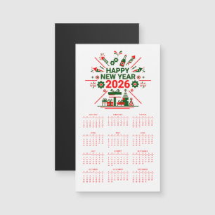 Happy New Year 2026 Calendar Magnetic Card