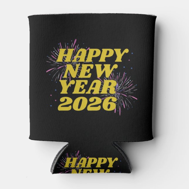 Happy New Year 2026 Can Cooler (Front)