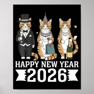Happy New Year 2026 Cat Lovers Festive Party Celeb Poster