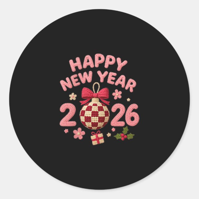 Happy New Year 2026 Celebration Cheer For Festive  Classic Round Sticker (Front)