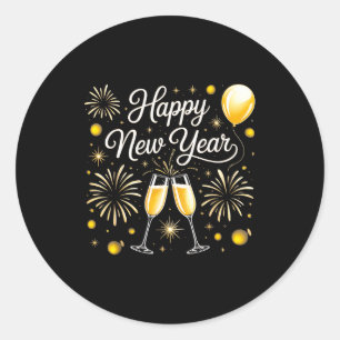 Happy New Year 2026 Celebration Design With Champa Classic Round Sticker