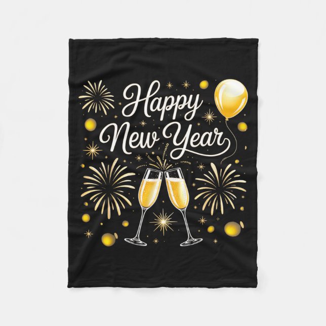 Happy New Year 2026 Celebration Design With Champa Fleece Blanket (Front)
