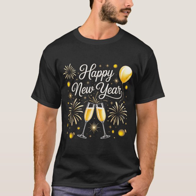 Happy New Year 2026 Celebration Design With Champa T-Shirt (Front)
