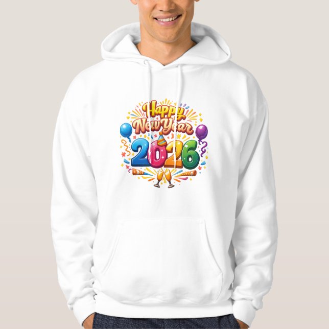 Happy New Year 2026 Celebration – Festive Firework Hoodie (Front)