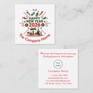 Happy New Year 2026 Celebration Square Business Card