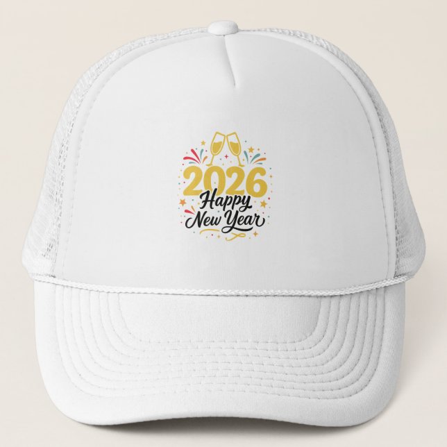 Happy New Year 2026 Celebration Trucker Hat (Front)